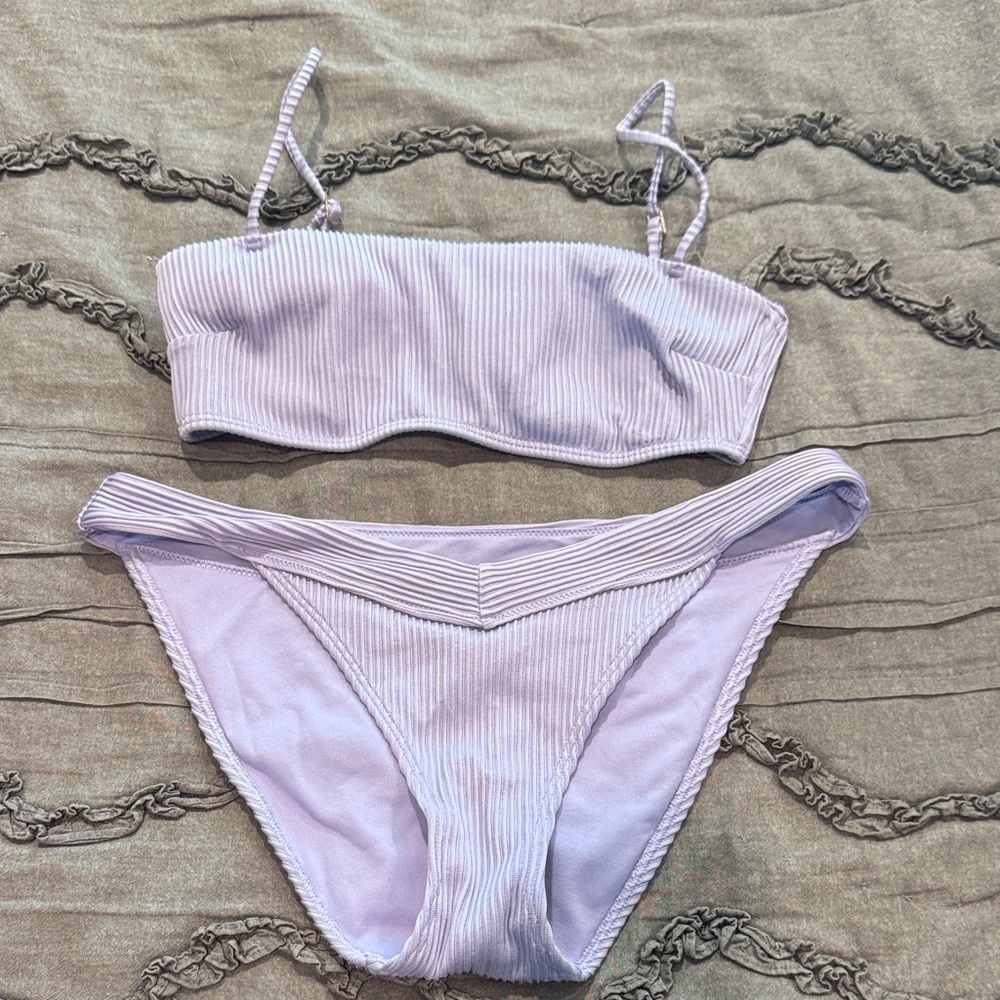 Hollister Lavender Ribbed Bikini Set
